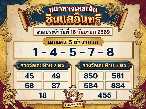 แนวทางเลขเด็ด ซินแสอินทรี งวด 16 ก.ย. 69